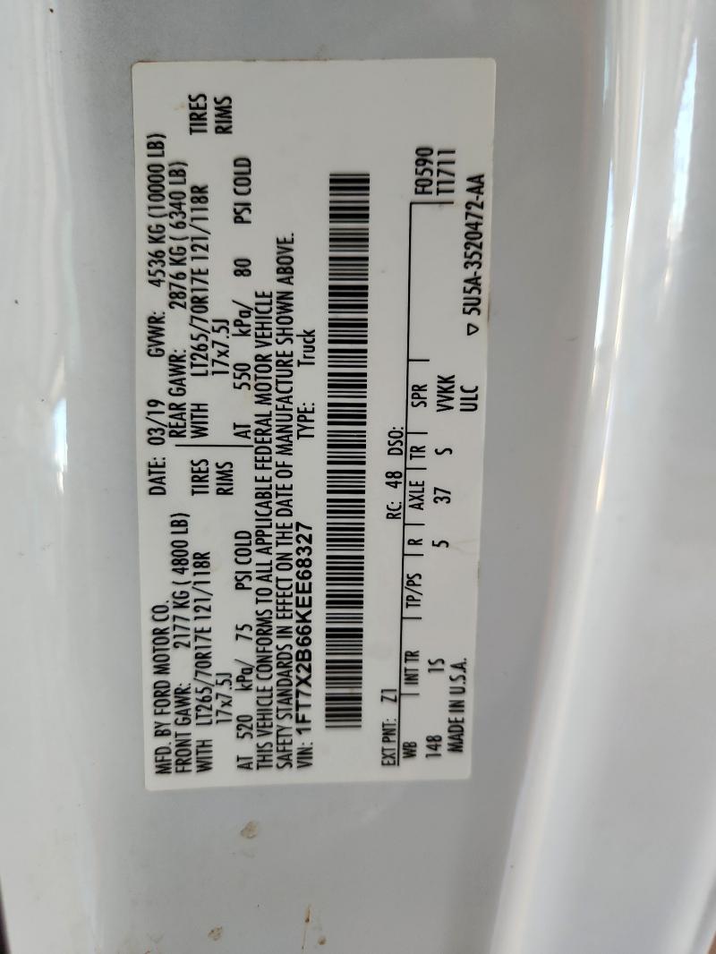 1FT7X2B66KEE68327 - 2019 FORD F250 SUPER DUTY WHITE photo 12