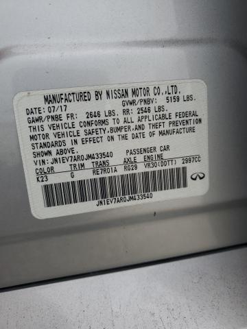 JN1EV7AR0JM433540 - 2018 INFINITI Q50 LUXE SILVER photo 12