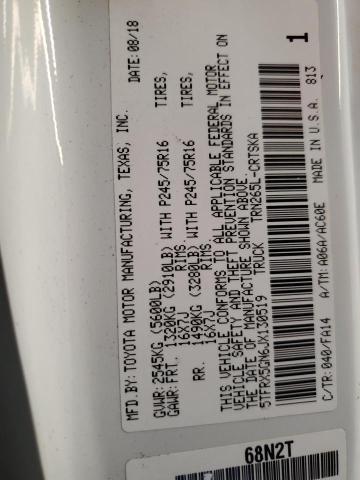 5TFRX5GN6JX130519 - 2018 TOYOTA TACOMA ACCESS CAB Ақ фото 12