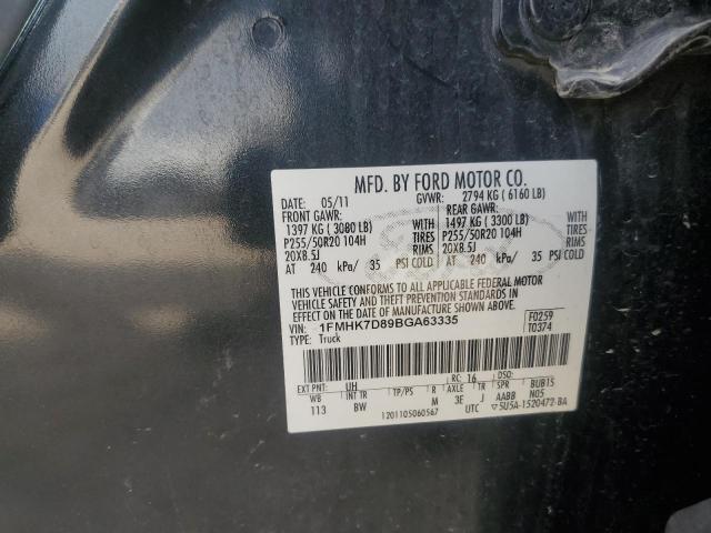 1FMHK7D89BGA63335 - 2011 FORD EXPLORER XLT BLACK photo 13