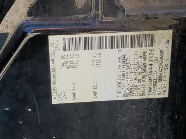 1N4AL2AP0AN443326 - 2010 NISSAN ALTIMA BASE BLACK photo 12
