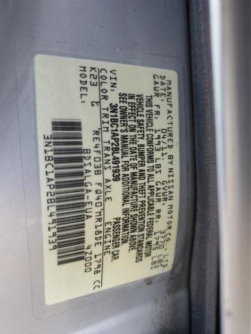 3N1BC1AP2BL491939 - 2011 NISSAN VERSA S SILVER photo 12