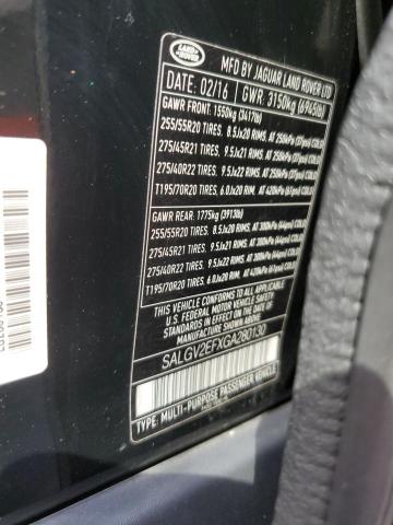 SALGV2EFXGA280130 - 2016 LAND ROVER RANGE ROVE AUTOBIOGRAPHY BLACK photo 12