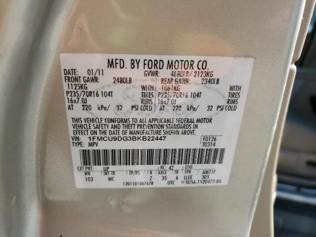 1FMCU9DG3BKB22447 - 2011 FORD ESCAPE XLT ბეჟი ფოტო 13