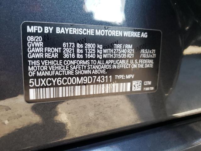 5UXCY6C00M9D74311 - 2021 BMW X6 XDRIVE40I CHARCOAL photo 13