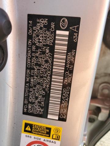 JTHKD5BH0E2204577 - 2014 LEXUS CT 200 SILVER photo 12