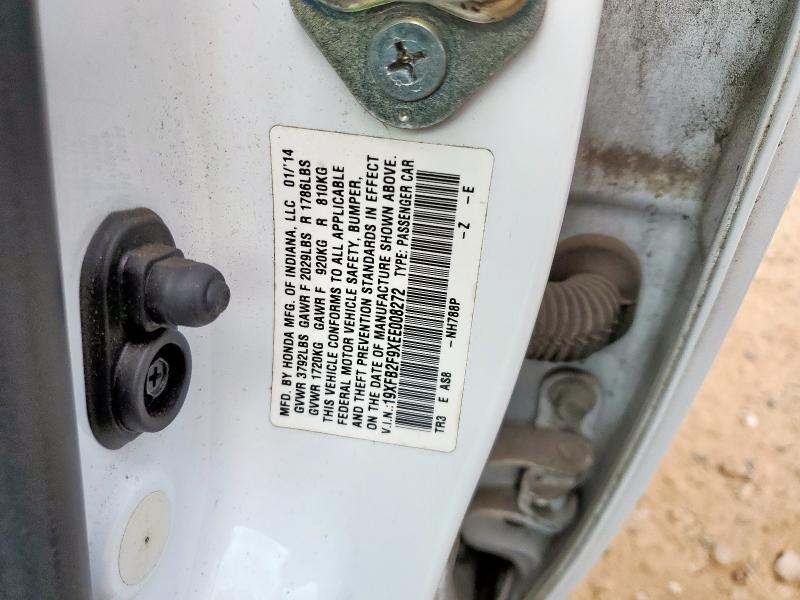 19XFB2F9XEE008272 - 2014 HONDA CIVIC EXL WHITE photo 12