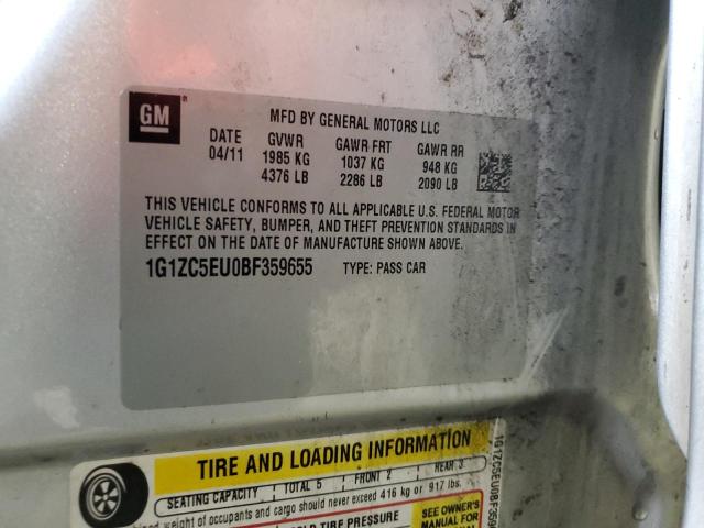 1G1ZC5EU0BF359655 - 2011 CHEVROLET MALIBU 1LT 银色 照片 12