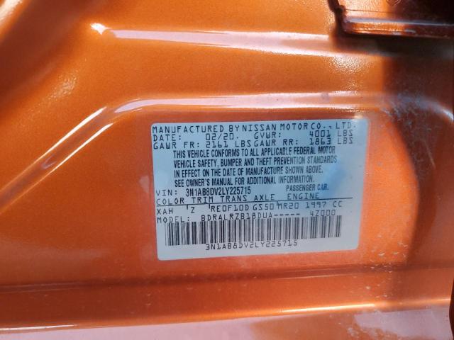 3N1AB8DV2LY225715 - 2020 NISSAN SENTRA SR ORANGE photo 13