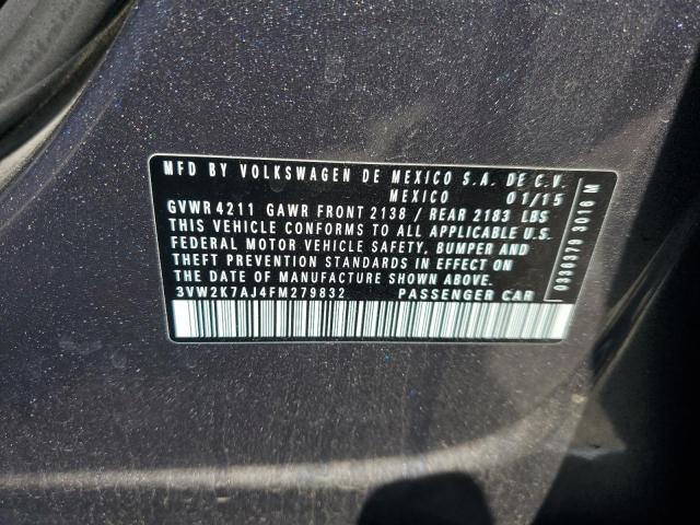 3VW2K7AJ4FM279832 - 2015 VOLKSWAGEN JETTA BASE GRAY photo 12