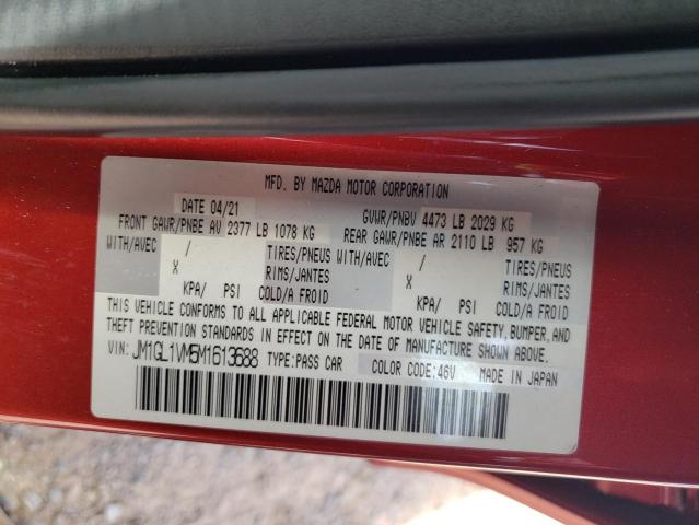 JM1GL1VM5M1613688 - 2021 MAZDA 6 TOURING RED photo 12