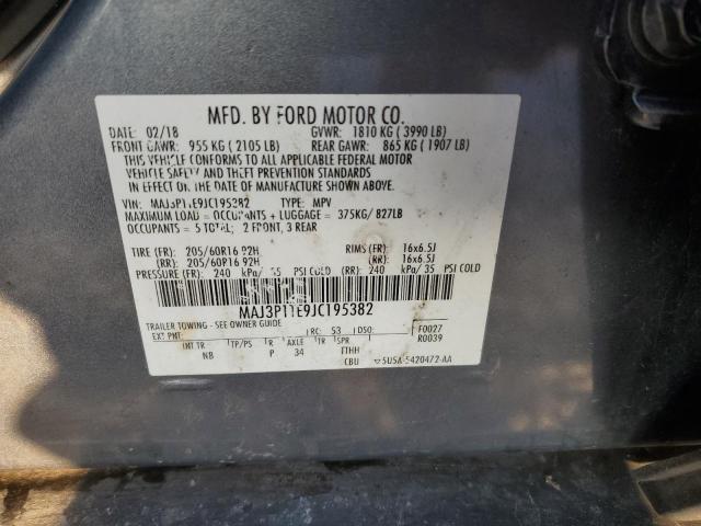 MAJ3P1TE9JC195382 - 2018 FORD ECOSPORT SE GRAY photo 12