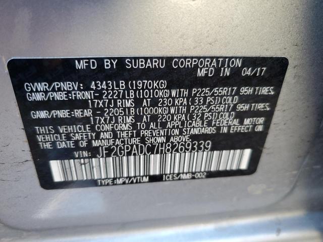 JF2GPADC7H8269339 - 2017 SUBARU CROSSTREK PREMIUM 银色 照片 14