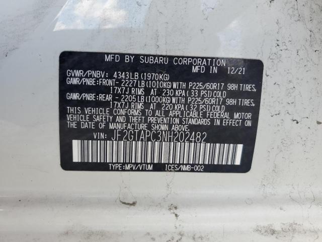 JF2GTAPC3NH202482 - 2022 SUBARU CROSSTREK PREMIUM 白色 照片 13