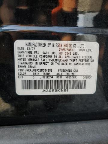 JNKAJ09F28M354856 - 2008 INFINITI EX35 BASE BLACK photo 14