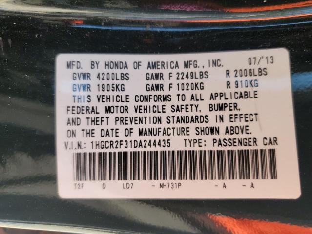 1HGCR2F31DA244435 - 2013 HONDA ACCORD LX BLACK photo 12