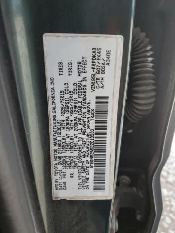 5TEGN92N62Z019930 - 2002 TOYOTA TACOMA DOUBLE CAB PRERUNNER GREEN photo 12