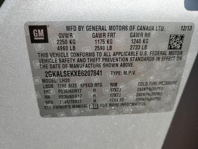 2GKALSEKXE6207841 - 2014 GMC TERRAIN SLT SILVER photo 13