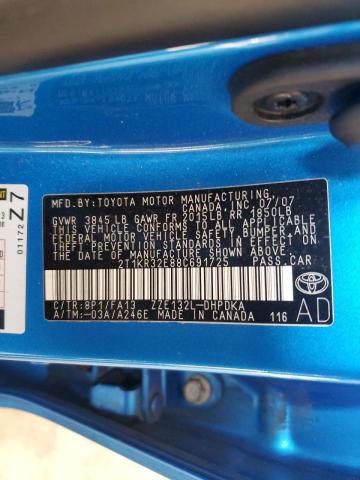 2T1KR32E88C691725 - 2008 TOYOTA COROLLA MA XR BLUE photo 12