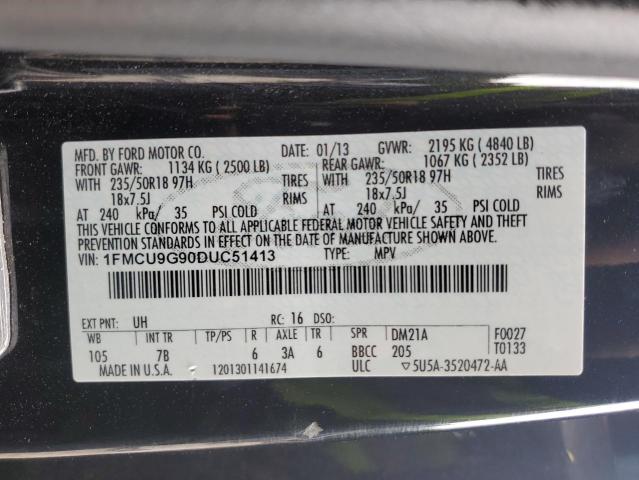 1FMCU9G90DUC51413 - 2013 FORD ESCAPE SE 黑色 照片 13