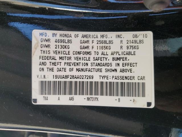 19UUA8F28AA027269 - 2010 ACURA TL BLACK photo 12