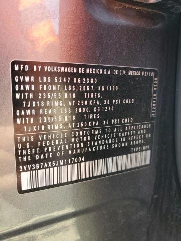 3VV3B7AX5JM117004 - 2018 VOLKSWAGEN TIGUAN SE Grau Foto 13