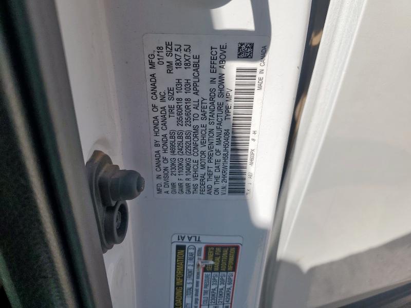 2HKRW1H58JH504084 - 2018 HONDA CR-V EX WHITE photo 13