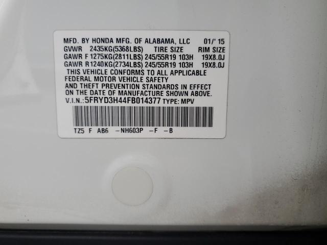 5FRYD3H44FB014377 - 2015 ACURA MDX TECHNOLOGY WHITE photo 14