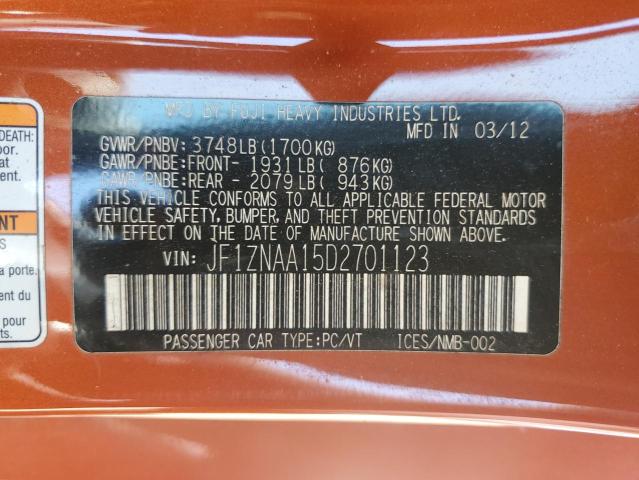 JF1ZNAA15D2701123 - 2013 TOYOTA SCION FR-S 橙色 照片 12