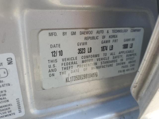 KL1TD5DE2BB184179 - 2011 CHEVROLET AVEO LS Gümüş foto 13