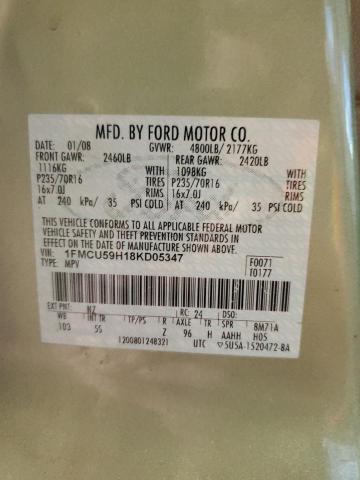 1FMCU59H18KD05347 - 2008 FORD ESCAPE HEV GREEN photo 13