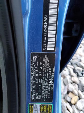 KNADE223796543651 - 2009 KIA RIO BASE BLUE photo 12