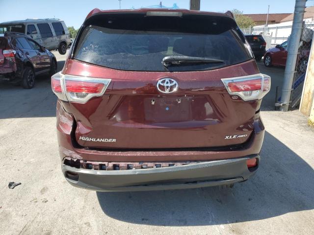 5TDJKRFH8FS114267 - 2015 TOYOTA HIGHLANDER XLE Қызыл фото 6