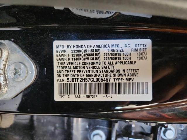 5J6TF2H57CL005457 - 2012 HONDA CROSSTOUR EXL Negro foto 13