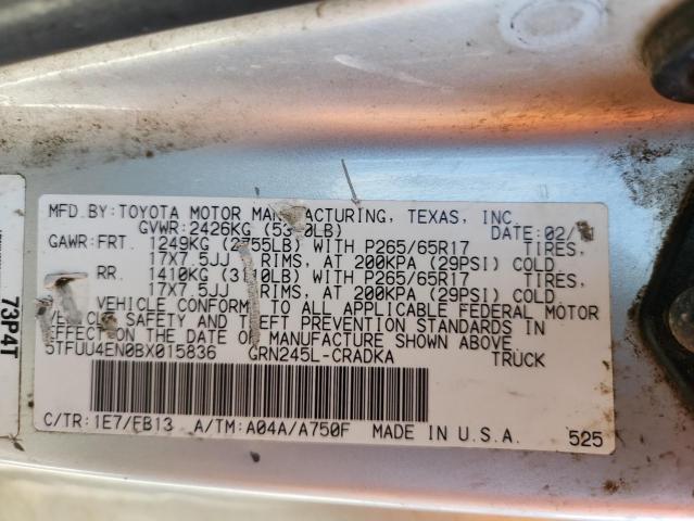 5TFUU4EN0BX015836 - 2011 TOYOTA TACOMA ACCESS CAB Күміс фото 13