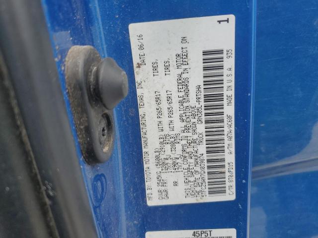 5TFCZ5AN7GX039874 - 2016 TOYOTA TACOMA DOUBLE CAB BLUE photo 12