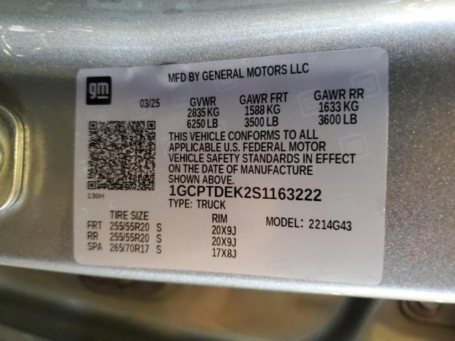 1GCPTDEK2S1163222 - 2025 CHEVROLET COLORADO Z71 SILVER photo 12