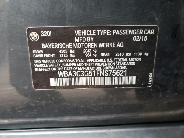 WBA3C3G51FNS75621 - 2015 BMW 320 I XDRIVE GRAY photo 12