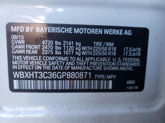 WBXHT3C36GP880871 - 2016 BMW X1 XDRIVE28I WHITE photo 12
