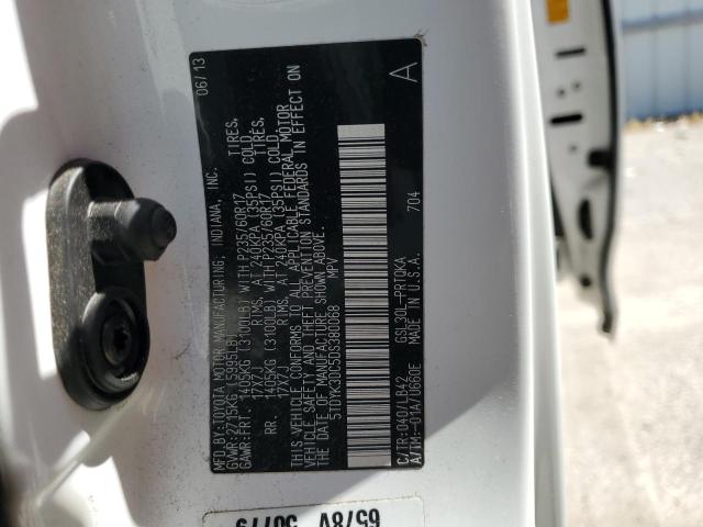 5TDYK3DC5DS380068 - 2013 TOYOTA SIENNA XLE 白色 照片 13