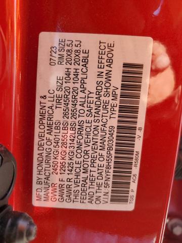 5FNYF8H55PB030459 - 2023 HONDA PASSPORT EXL RED photo 13