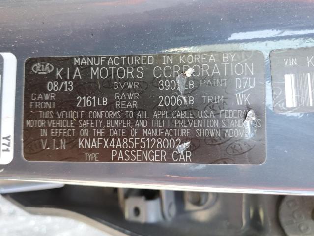 KNAFX4A85E5128002 - 2014 KIA FORTE EX BLUE photo 12