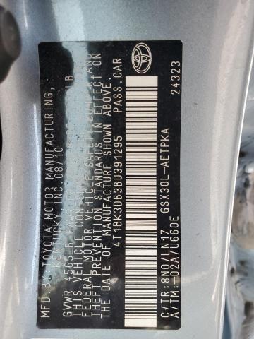 4T1BK3DB3BU391295 - 2011 TOYOTA AVALON BASE 蓝色 照片 12