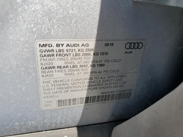 WA1C4AFY1K2001051 - 2019 AUDI SQ5 PRESTIGE SILVER photo 13