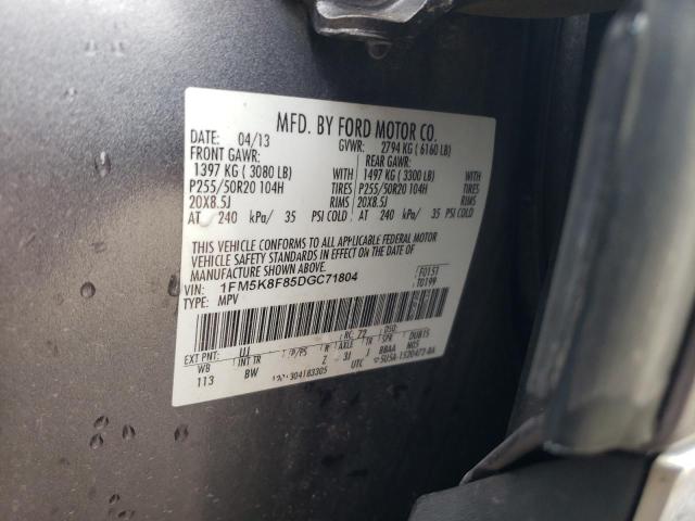 1FM5K8F85DGC71804 - 2013 FORD EXPLORER LIMITED GRAY photo 14