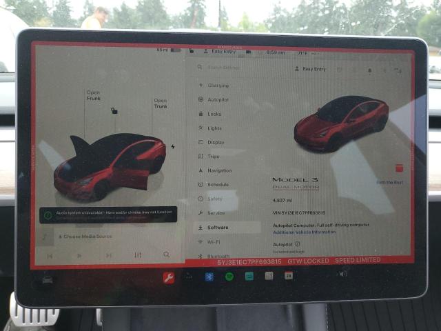 5YJ3E1EC7PF693815 - 2023 TESLA MODEL 3 Qırmızı foto 9