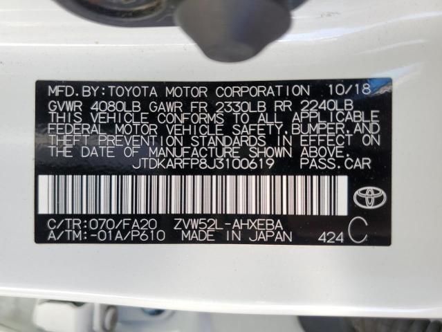 JTDKARFP8J3100619 - 2018 TOYOTA PRIUS PRIM Ağ foto 12