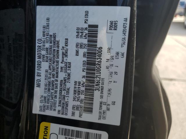 3LN6L2LU0GR634006 - 2016 LINCOLN MKZ HYBRID BLACK photo 12