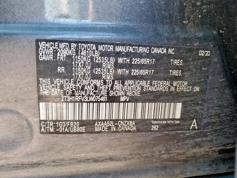 2T3H1RFV3LW075461 - 2020 TOYOTA RAV4 LE GRAY photo 14