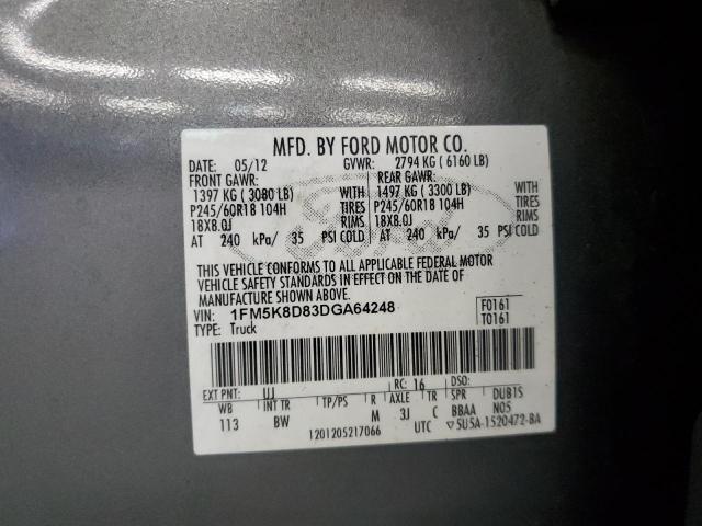 1FM5K8D83DGA64248 - 2013 FORD EXPLORER XLT Grau Foto 13